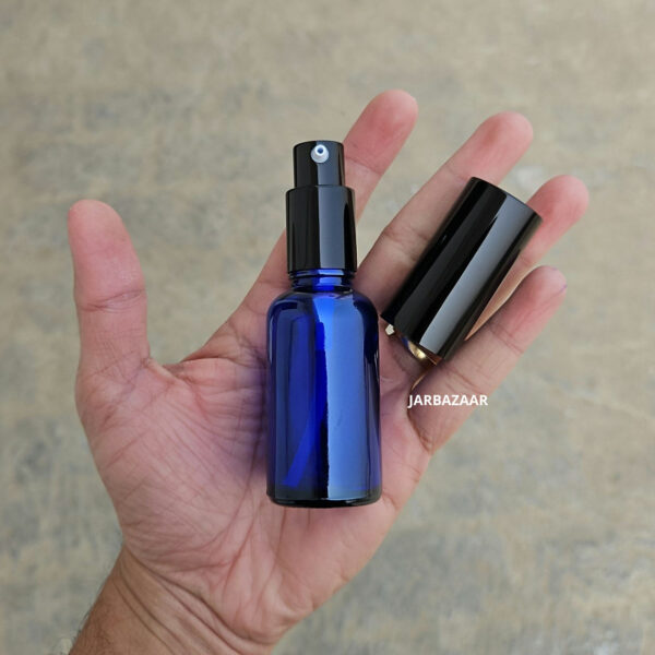 30 ml Blue Glass bottle (With Premium Black Serum Pumps) - Image 2