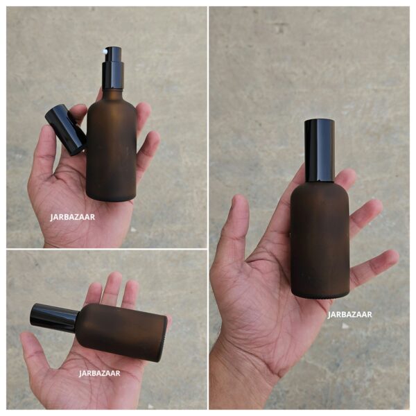 100 ml Amber Frosted Glass bottle (With Premium Black Serum Pumps)