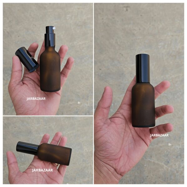 50 ml Amber Frosted Glass bottle (With Premium Black Serum Pumps)