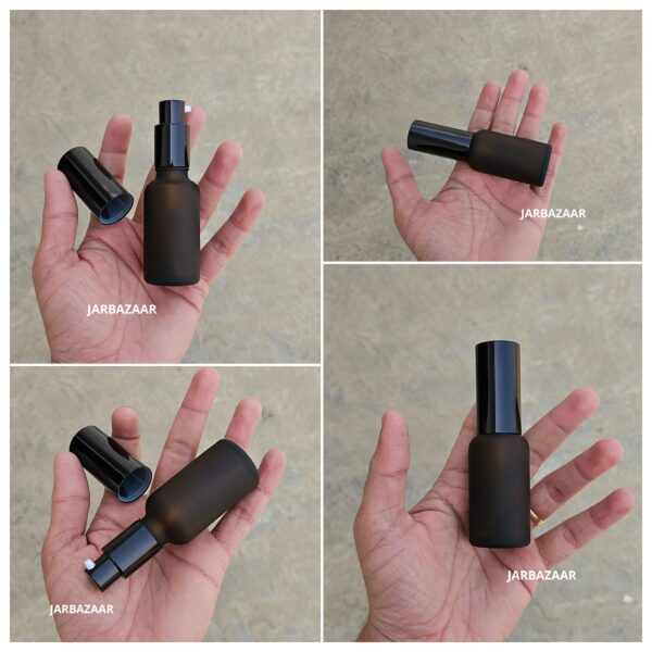 30 ml Amber Frosted Glass bottle (With Premium Black Serum Pumps)