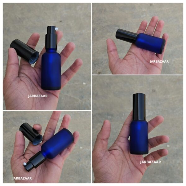 30 ml Blue Frosted Glass bottle (With Premium Black Serum Pumps)