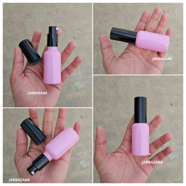 30 ML Pink Glass Bottle (With Premium Black Serum Pumps)