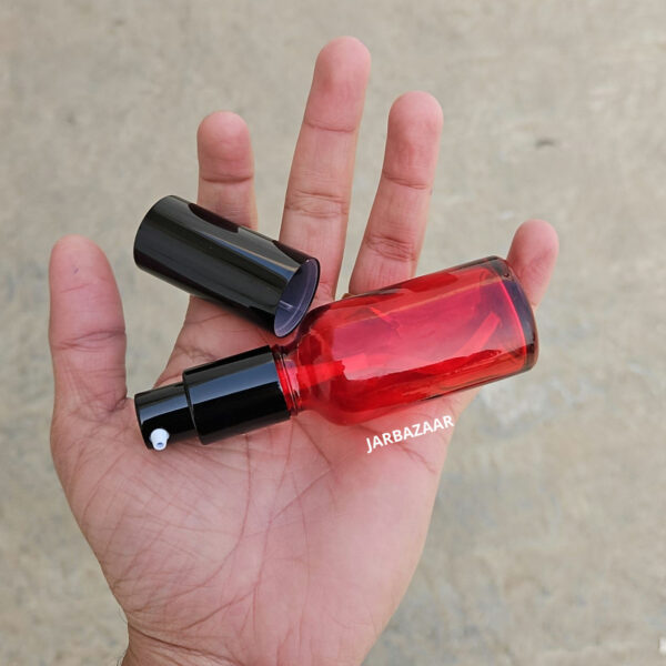 30 ML Red Glass Bottle (With Premium Black Serum Pumps) - Image 5