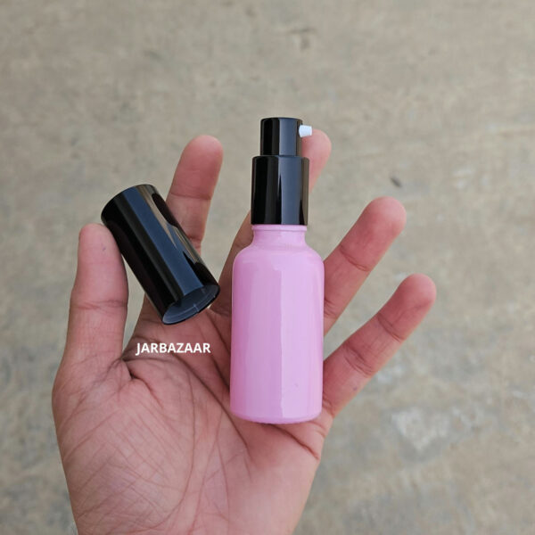 30 ML Pink Glass Bottle (With Premium Black Serum Pumps) - Image 3