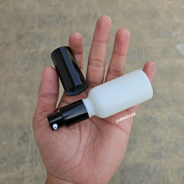 30 ml White Glass bottle (With Premium Black Serum Pumps) - Image 2