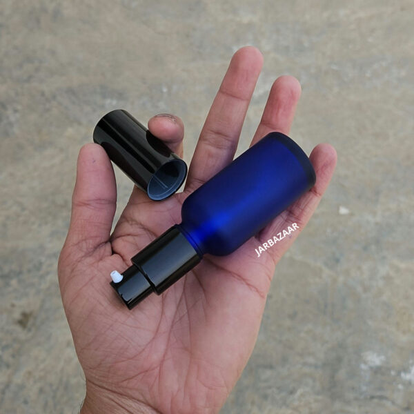 30 ml Blue Frosted Glass bottle (With Premium Black Serum Pumps) - Image 3