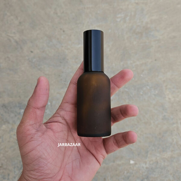 50 ml Amber Frosted Glass bottle (With Premium Black Serum Pumps) - Image 2