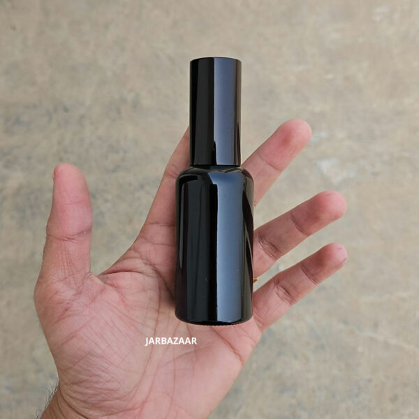 50 ml Glossy Black Glass bottle (With Premium Black Serum Pumps) - Image 3